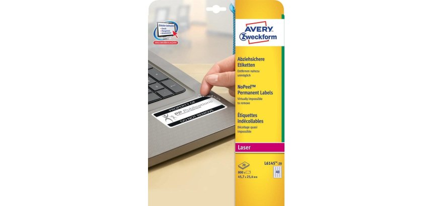 Avery L6145-20 self-adhesive label Rounded rectangle Permanent White 800 pc(s)