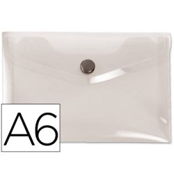 Pochette enveloppe liderpapel polypropylène 180 microns a6 148x105mm 50f fermeture bouton transparent