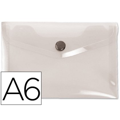 Pochette enveloppe liderpapel polypropylène 180 microns a6 148x105mm 50f fermeture bouton transparent