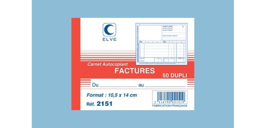 Manifold autocopiant facture format 10,5x14cm, 50 feuillets dupli