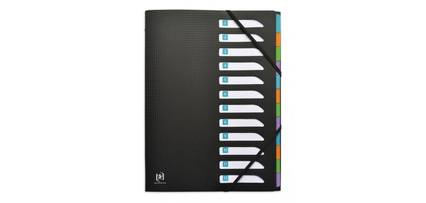 Trieur standard Oxford Memphis A4 12 positions couverture polypro noir