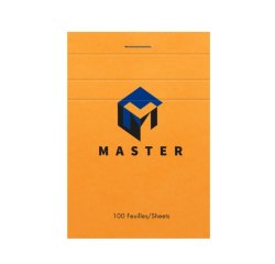 Bloc de bureau Master agrafé en-tête A7 100 feuilles petits carreaux 70 g - Orange