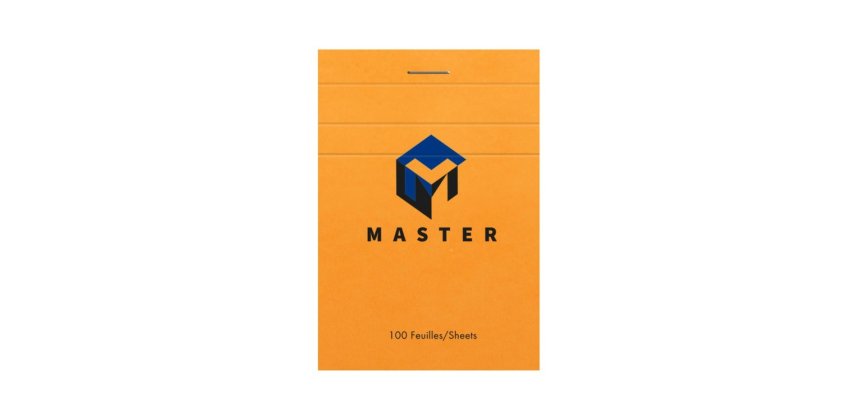Bloc de bureau Master agrafé en-tête A7 100 feuilles petits carreaux 70 g - Orange