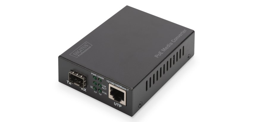 Digitus Gigabit PoE media converter, RJ45 / SFP, PSE