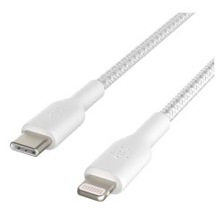 Cable trenzado belkin caa004bt1mwh usb-c a lightning boost charge largo 1 m color blanco