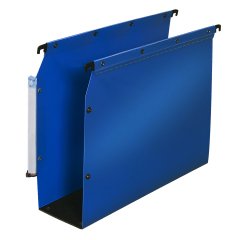 Dossier suspendu l'oblique ultimate polyprolypène 8/10e armoire fond 80mm entraxe 330mm barrettes métal bleu boîte 10u