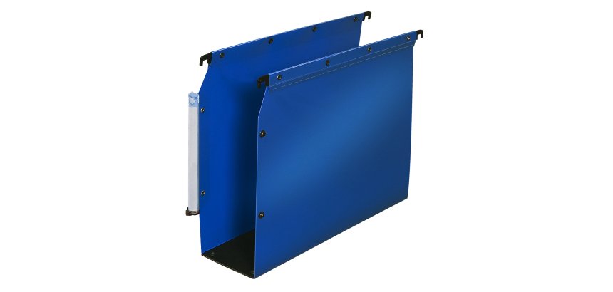 Dossier suspendu l'oblique ultimate polyprolypène 8/10e armoire fond 80mm entraxe 330mm barrettes métal bleu boîte 10u