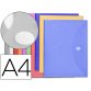 Pochette enveloppe liderpapel polypropylène 180 microns a4 297x210mm fermeture velcro coloris assortis pack 12 unités