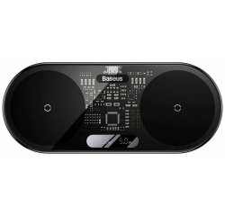 Baseus 2In1 20W Digital Led Display Auriculares, Auriculares, Smartphone Negro USB Cargador inalámbrico Interior