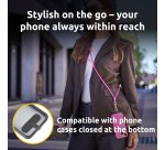 Intenso USB-C Charging Lanyard – Phone Necklace Cable, 60W Fast Charging, Adjustable Length, 1.65 m Nylon, USB-C to USB-C, neon pink