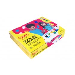 Gouache scolaire jovi a base d'eau couleur assorties 12    pots de 35 ml + pinceau
