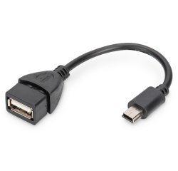 Digitus Adaptador/conversor USB mini-B - USB-A, OTG, 0,2 m
