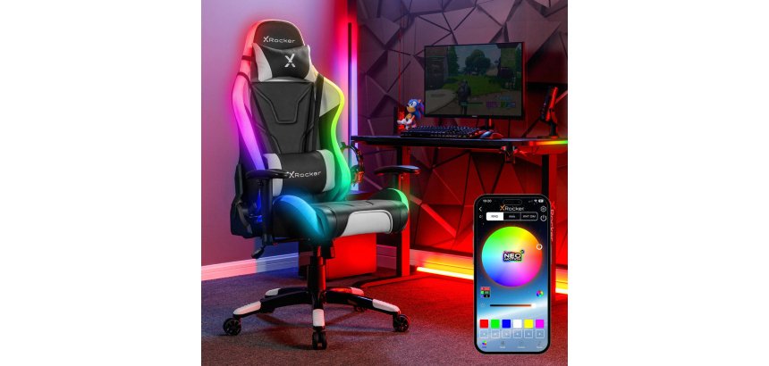 X Rocker Agility eSports RGB PC-Gaming-Stuhl Gepolsterter Stuhl Schwarz, Grau
