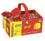 Crayon couleur giotto be-bè 105mm mine facile à tailler diamètre 7mm coloris vifs boîte 36 unités + 3 taille-crayons