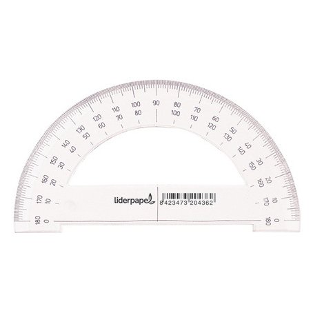 Rapporteur liderpapel 180 degrés deux échelles opposées 0 degrés 180 degrés base 14cm plastique transparent économique