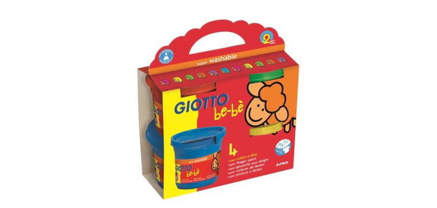 Gouache doigt giotto be-bè coloris brillants assortis base eau pot 150ml set 4 unités