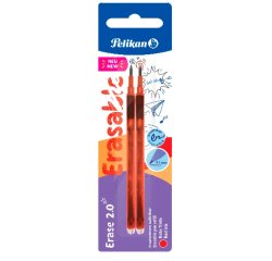 Recharge pelikan roller pelikan erase 2.0 trait 0,7mm coloris rouge blister 2       unites