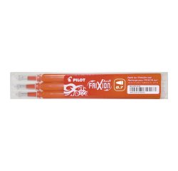 Recharge roller pilot frixion clicker écriture moyenne 0.5mm encre effaçable coloris orange set de 3 unités