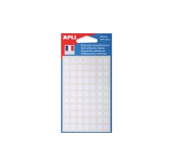 Pastille adhésive apli agipa diamètre 8mm permanente coloris blanc pochette 539 unités