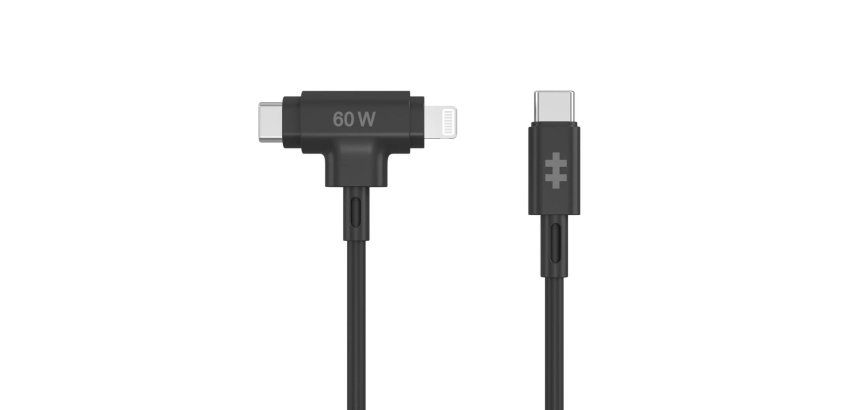 HYPER HyperJuice câble USB USB 2.0 1,5 m USB C USB C/Lightning 60 W Noir