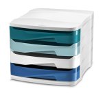 Bloc de classement cep riviera  4 tiroirs format     24x32cm superposable blanc /  bleu