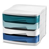 Bloc de classement cep riviera  4 tiroirs format     24x32cm superposable blanc /  bleu