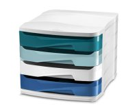 Bloc de classement cep riviera  4 tiroirs format     24x32cm superposable blanc /  bleu