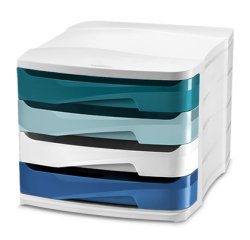 Bloc de classement cep riviera  4 tiroirs format     24x32cm superposable blanc /  bleu
