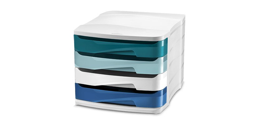Bloc de classement cep riviera  4 tiroirs format     24x32cm superposable blanc /  bleu