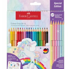 Astuccio 18 matite Colour Grip + 6 matite Sparkle - colori assortiti - Faber-Castell
