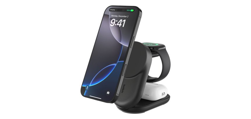 Belkin Qi2 Fitness tracker, Casques, Smartphone, Smartwatch Noir USB Recharge sans fil Charge rapide Intérieure