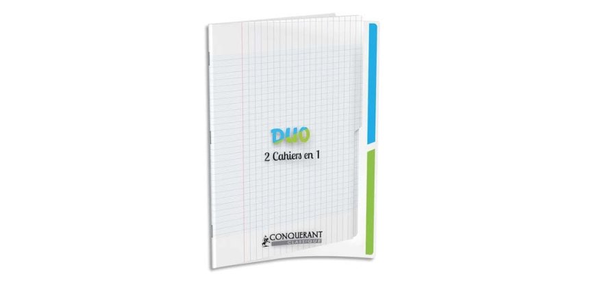 Cahier 2 Sections Conquerant Classique Agrafe 240X320 96P 90G Seyes Polypro Incolore