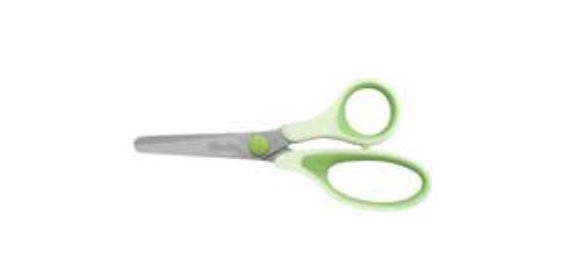 Ciseaux wonday uni'vert 13cm lames acier inox bouts ronds  anneaux asymetriques