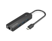 Vention Docking USB Tipo-C TGPBB/ 3xUSB/ 1xRJ45/ 1xUSB Micro B PD/ Negro