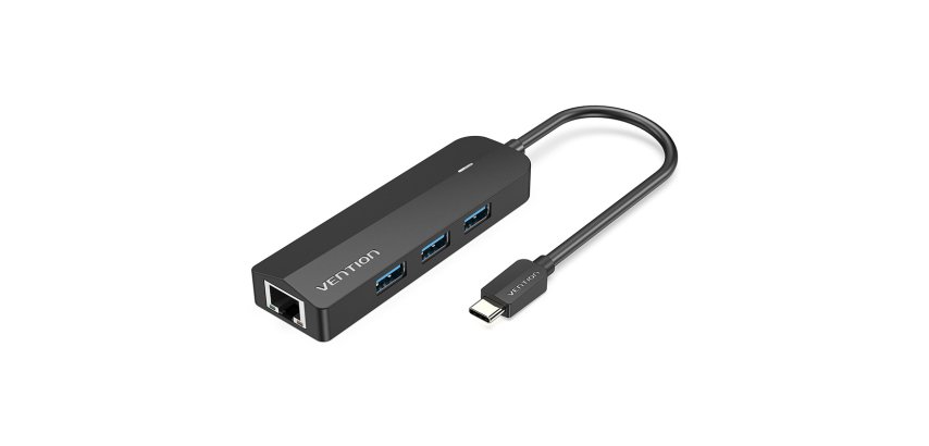 Vention Docking USB Tipo-C TGPBB/ 3xUSB/ 1xRJ45/ 1xUSB Micro B PD/ Negro