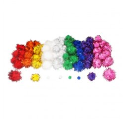 Pompons sodertex metallises polypropylene 200 pieces 3    tailles 9 coloris
