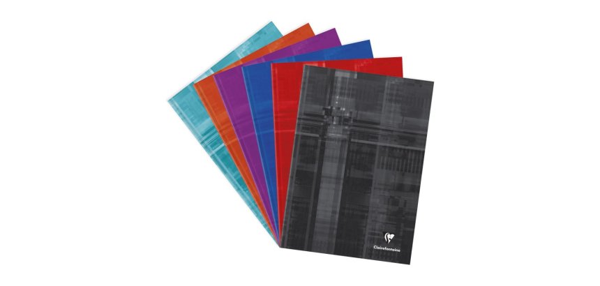 Cahier brochure rembordée rigide A4 192 pages petits carreaux - Assortis