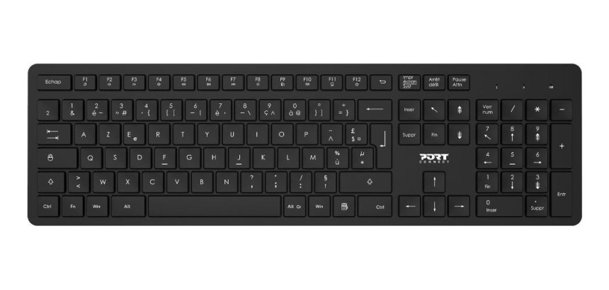 Port Designs 900904-FR clavier Souris incluse Bureau AZERTY Français Noir