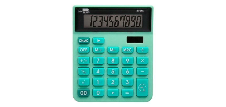 Calculadora liderpapel sobremesa xf24 10 digitos solar y pilas color verde 127x105x24 mm