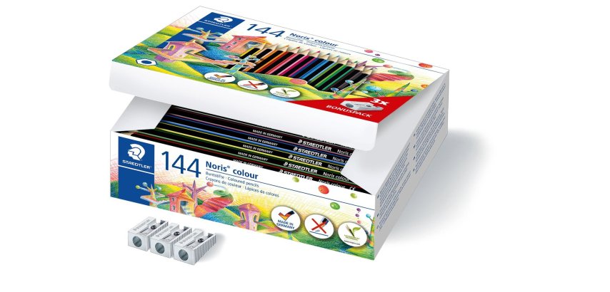 Crayon wopex staedtler noris colour 185 ultra-résistant coloris assortis coffret école 144 unités