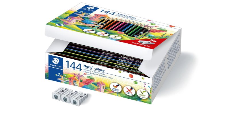 Crayon wopex staedtler noris colour 185 ultra-résistant coloris assortis coffret école 144 unités
