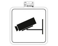 Panneau PVC adhésif antidérapant Video surveillance 20x20 cm - Blanc