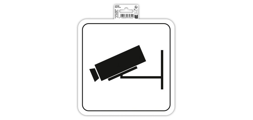Panneau PVC adhésif antidérapant Video surveillance 20x20 cm - Blanc