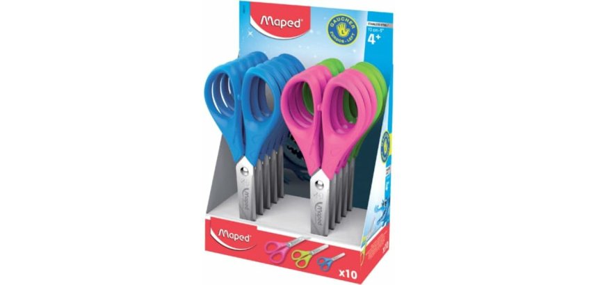 Ciseaux scolaires essentials 13 cm maped bouts ronds lames inox gaucher