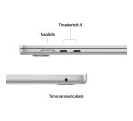 Apple MacBook Air Apple M M4 Portátil 38,9 cm (15.3") 16 GB 256 GB SSD Wi-Fi 6E (802.11ax) macOS Sequoia Plata