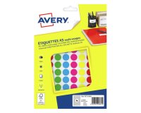 Pastille adhesive avery impression laser jet encre et copieur diametre 15mm         permanente coloris assortis