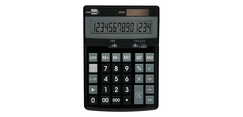 Calculadora liderpapel sobremesa xf31 14 digitos solar y pilas color negro 170x122x35 mm