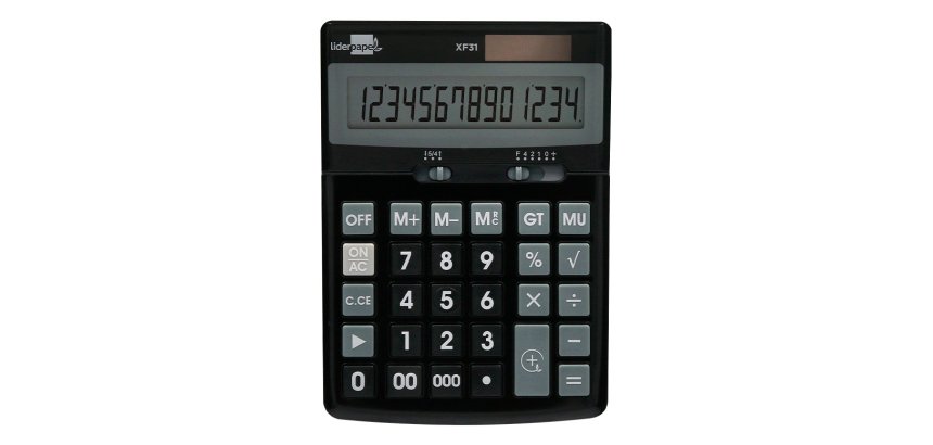 Calculadora liderpapel sobremesa xf31 14 digitos solar y pilas color negro 170x122x35 mm
