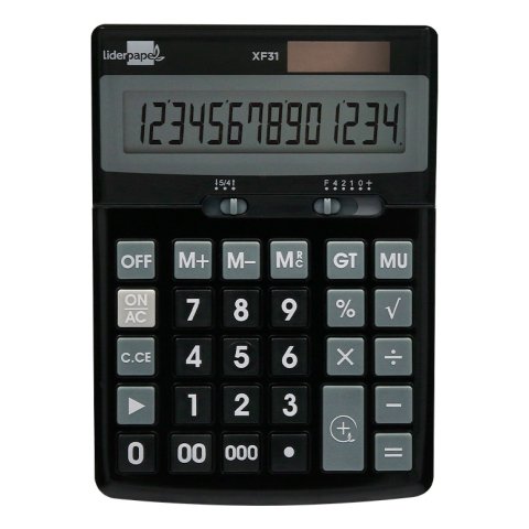 Calculadora liderpapel sobremesa xf31 14 digitos solar y pilas color negro 170x122x35 mm