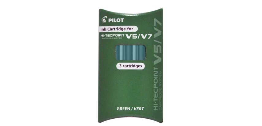 Recharge pilot roller v5 et v7 niveau encre liquide visible écologique régulateur débit coloris vert set de 3 unités
